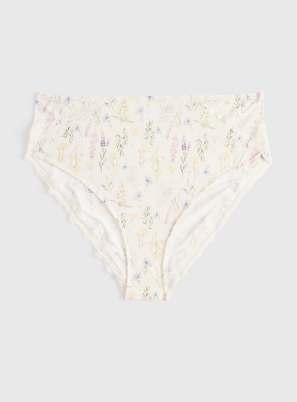 White Floral Print High-Leg Knickers 20